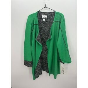 Elizeh Reversible Kelly Green Open Front Jacket Cardigan Textured NWT Sz 20W